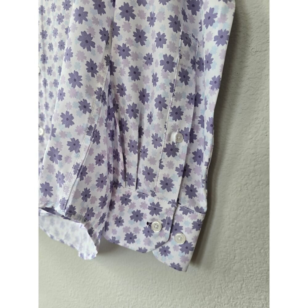 Report Collection Floral Shirt Men M Purple Stretch Slim Fit NWOT Soft Statement - Picture 3 of 9